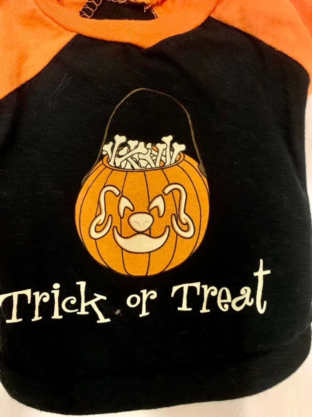 'Trick or Treat' dog Costume Top and banana. Xs